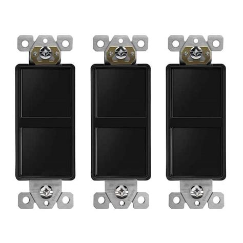 double rocker junction box|Combination Light Switches Double Decorator Rocker Black .